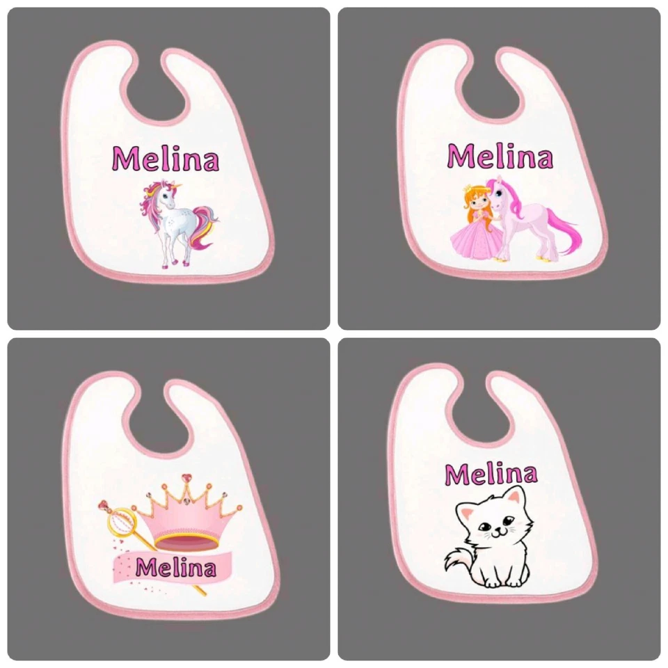 MARKENLOS Baby Lätzchen Mädchen Prinzessin Katze Name personalisiert Geschenk Taufe Geburt