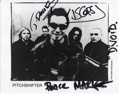 Pitchshifter English Rock band  Signed 10x8 B/W Record Promo Photo by 4 Members Cover