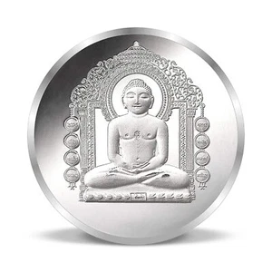 Moneda de regalo de plata Lord Mahaveer Ji Idol 10 gramos festival boda regalo auspicioso - Imagen 1 de 4