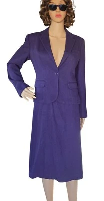 复古 90 年代 Diva by Evan Picone 紫色裙套装羊毛混纺女式 S 码 — 第 1/4 张图片