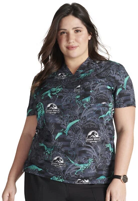 Jurassic World Cherokee Scrubs Tooniforms Unisex V Neck Top TF688 JWJJ - Image 1 of 4