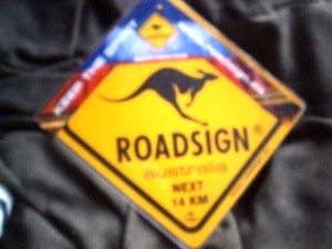 ROADSIGN australia sign yellow KANGAROO 🦘 next 14KM approx 25 x 25 cm square - Picture 1 of 2
