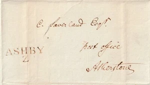 c.1795 LEICS RRR 'ASHBY Z' 2/LINE POSTMARK WRAPPER TO ATHERSTONE PO - NO POSTAGE - Picture 1 of 2
