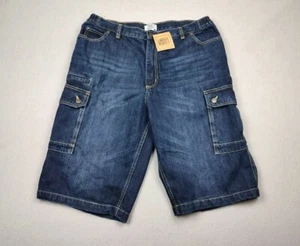 Liberty Blues Cargo Shorts Mens 38 Tall Drk Wash Denim NWT Stretch Baggy Hip Hop - Picture 1 of 9