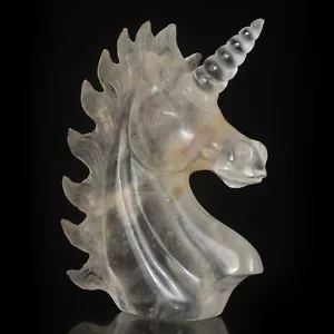 Cristallo di quarzo trasparente naturale 4,13" intagliato a mano unicorno intaglio metafisico #37H93 - Foto 1 di 8