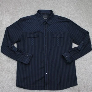 Civil Society Shirt Adult 2XL XXL Blue Zip/Button Up Roll Sleeve L/S Cotton - Picture 1 of 16