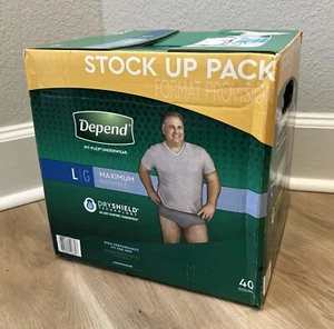 INTIMO UOMO DEPEND FIT-FLEX LARGE Dry Shield confezione da 40 DIPENDE DALL'INCONTINENZA - Foto 1 di 3