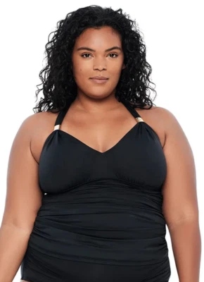 Blusa de banho Lauren Ralph Lauren X6620 plus size clube de praia APENAS, preta, 16W - Imagem 1 de 3