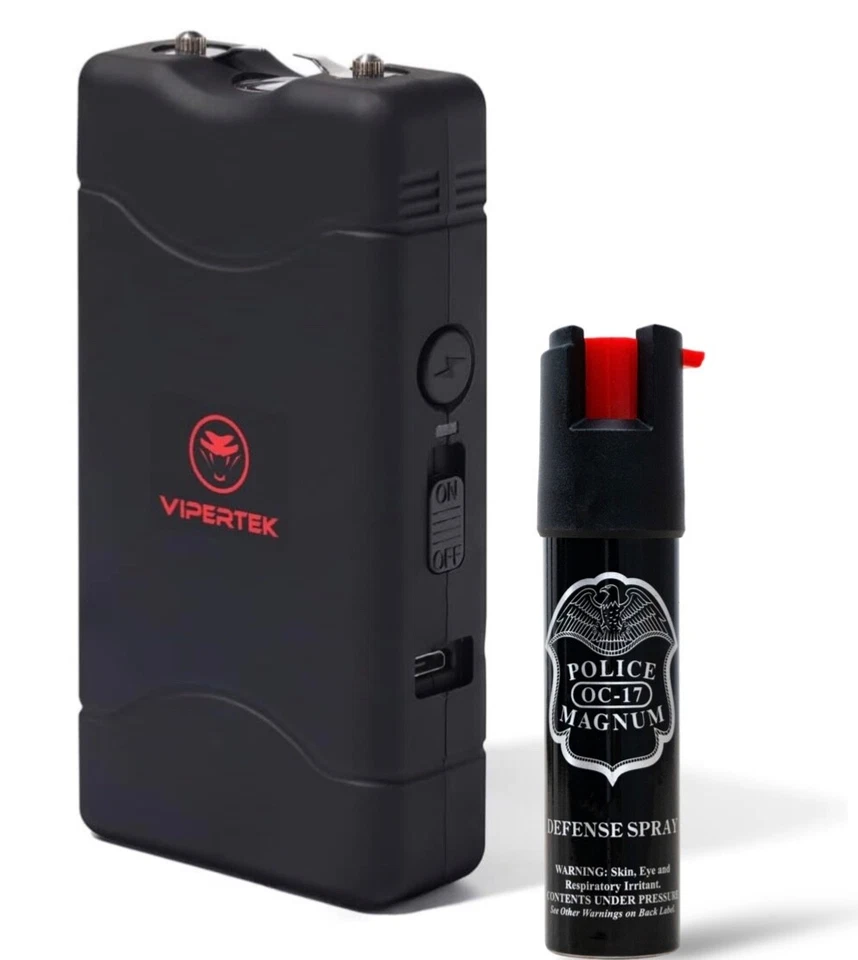 VIPETEK Vipertek 350 BV Rechargeable Stun Gun w/ LED Light + Pepper Spray