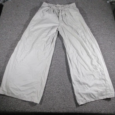 Free People Pants Womens 10 Gray Wide Leg High Rise Pleated Button Front Casual - Image 1 of 4