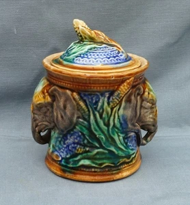ONNAING French Majolica Elephant Lidded Tobacco Jar 1910 's - Picture 1 of 9