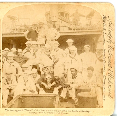 Gunner Boys Of Battleship "Texas" After Battle At Santiago--Stereoview K5 - Imagem 1 de 4