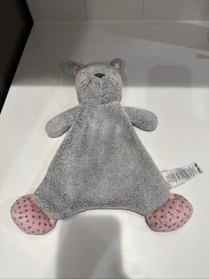 Bunny Plush Lovey Gray & Pink  Rattle Rabbit Soft Security Blanket Little Me 14" - Image 1 of 4