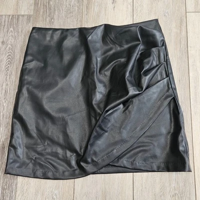 Know One Cares Nordstrom Faux Leather Pleather Wrap Skirt Black Women's Medium - Image 1 of 4