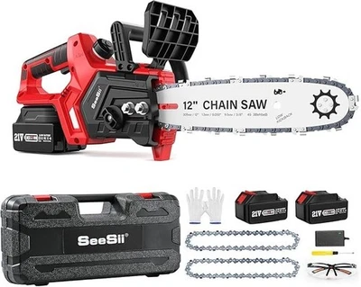 CECARO GROUP Motosega a Batteria 12 Pollici Mini Elettrosega Completa 2 batterie 48V