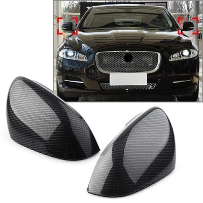 Par de tapas de cubierta de espejo retrovisor de fibra de carbono para Jaguar XF XFR XFR-S XJ Foto 1 de 4