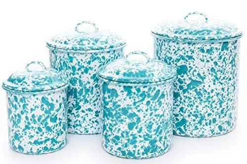 CROW CANYON HOME Crow Canyon Enamelware, Splatter Style, Canister Set, 5 Color Choices
