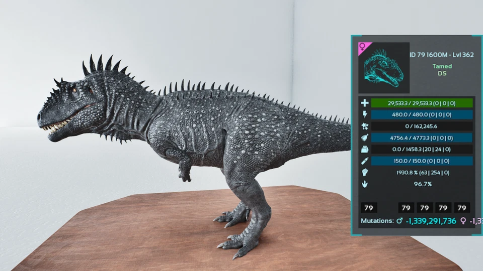 🔥ARK Ascended PVE OFFICIAL PAIR ADULT CARCHA 1600 MELE TOP STATS - Image 1 of 1