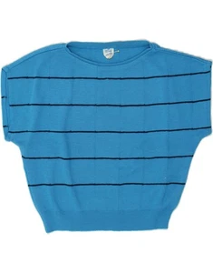 APART Womens Crop Short Sleeve Boat Neck Jumper Sweater EU 44 XL Blue QL01 - Picture 1 of 3