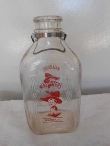 DE COLECCIÓN BOTELLA DE LECHE DE VIDRIO McALLISTER'S WARREN OHIO con MANGO DE TRANSPORTE DE METAL - Imagen 1 de 2