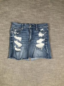 Gonna American Eagle Outfitters donna 8 hi-rise mini denim invecchiato orlo grezzo - Foto 1 di 13