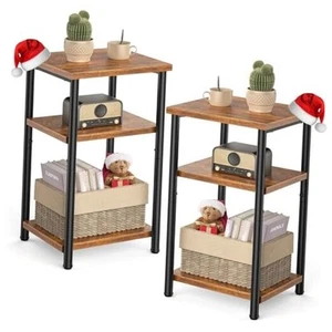 3-Tier Coffee Table,Set of 2,Side Table with Adjustable Feet, Small - Picture 1 of 8