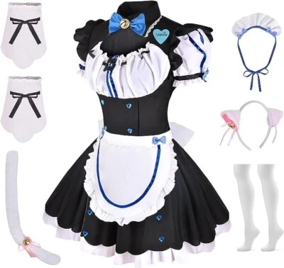 EOGAIL Nekopara Anime Cosplay Women Full Set, Cat Girl Maid Servant Dress Sz M - Image 1 of 4