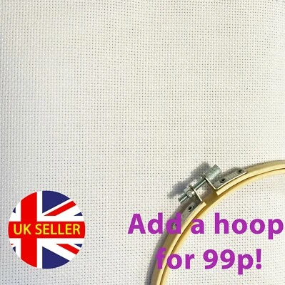 AIDA 14 COUNT WHITE CROSS STITCH FABRIC MATERIAL 100% COTTON LARGE Adia