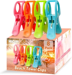 Higift 8 Pack Beach Towel Clips for Beach Chairs, Large Pool Chair Clips for Tow - Picture 1 of 12