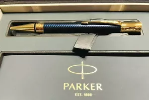 PARKER Duofold Prestige Blue Chevron GT 1931373 Ballpoint Pen wz/Box Super Rare - Picture 1 of 8