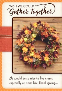 Across the Miles THANKSGIVING Grußkarte, Herbstkranz von Hallmark + Umschlag - Bild 1 von 5