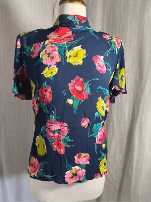 Blusa floral azul marino para mujer Anne Klein - talla 8 Foto 1 de 4