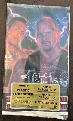 Cubierta de mesa de fiesta con licencia oficial WWF 1999 The Rock Steve Austin Wrestling Foto 1 de 4