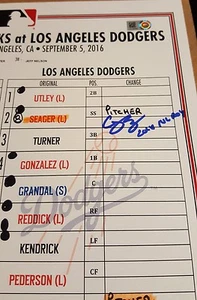 💥COREY SEAGER - Rangers/Dodgers AUTO GAME USED SCORECARD w/Ins. - BAS/MLB COA⚾️ - Bild 1 von 7