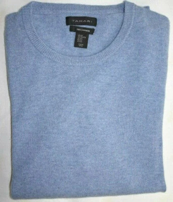 NUEVO $300 Hombres TAHARI 2XL XXLLARGE 100% CACHEMIR SUÉTER CUELLO REDONDO AZUL Foto 1 de 4