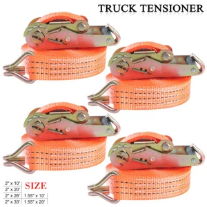 4 PACK Ratchet Straps J Hook Heavy Duty Tie Down Strap 11000 lbs 2''x 10/20/33ft - Picture 1 of 11