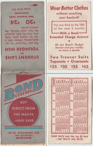 1940 Bond Clothing Store WI AVE Milwaukee WI Advertising Notebook Mens Fashion - Picture 1 of 5