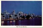 Night View Hotel Row 1962 Miami Beach Indian Creek Florida Pm Liberty Postcard