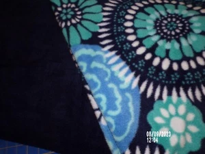 Navy/Teal/White Medallion Print Fleece Fabric Blanket Kit - 2 yds x 60" - Picture 1 of 3