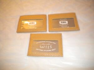 LOT OF 3  BEIGE  very SLIM Credit Card Card Holder 3 SLOTS AND A CLEAR WINDOW