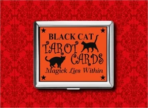 TARJETAS DEL TAROT GATO NEGRO BRUJA HALLOWEEN ESCONDITE TARJETA BILLETERA IDENTIFICACIÓN DE CIGARRILLO ESTUCHE IPOD - Imagen 1 de 5