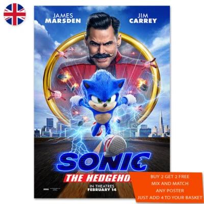 Sonic The Hedgehog Movie Poster A5 A4 A3 A2 A1 Maxi Wall Art - 1860