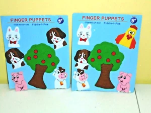 Felt Finger Puppets Barn Animals Pig Dog Cat Cow Preschool Toys Set of 2 School - Picture 1 of 3