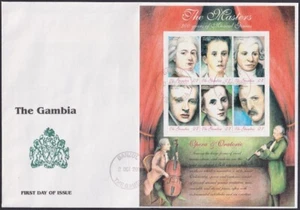 GAMBIA Sc# 2328a-f FDC SHEET of 6 of FAMOUS COMPOSERS - Picture 1 of 1