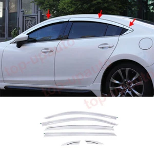 Chrome Side Window Vent Visor Sun Rain Deflector Guard For Mazda 6 2014-2021 - Bild 1 von 9