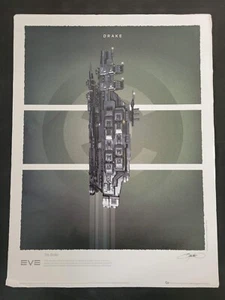 EVE ONLINE CCP GAMES: THE DRAKE SHIP POSTER 18x24 PRINT SIGNATURE BRYAN K. WARD - Picture 1 of 3