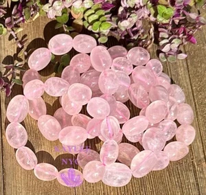 Wholesale Lot 6 Pcs Natural Rose Quartz Stretch Bracelet 7.5” Crystal - Picture 1 of 8