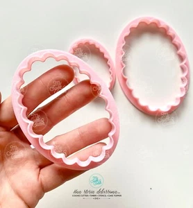 Set 3 Cornici Ovale Smerlato Formine Biscotti Cookie Cutter 6/8/10cm - Picture 1 of 1