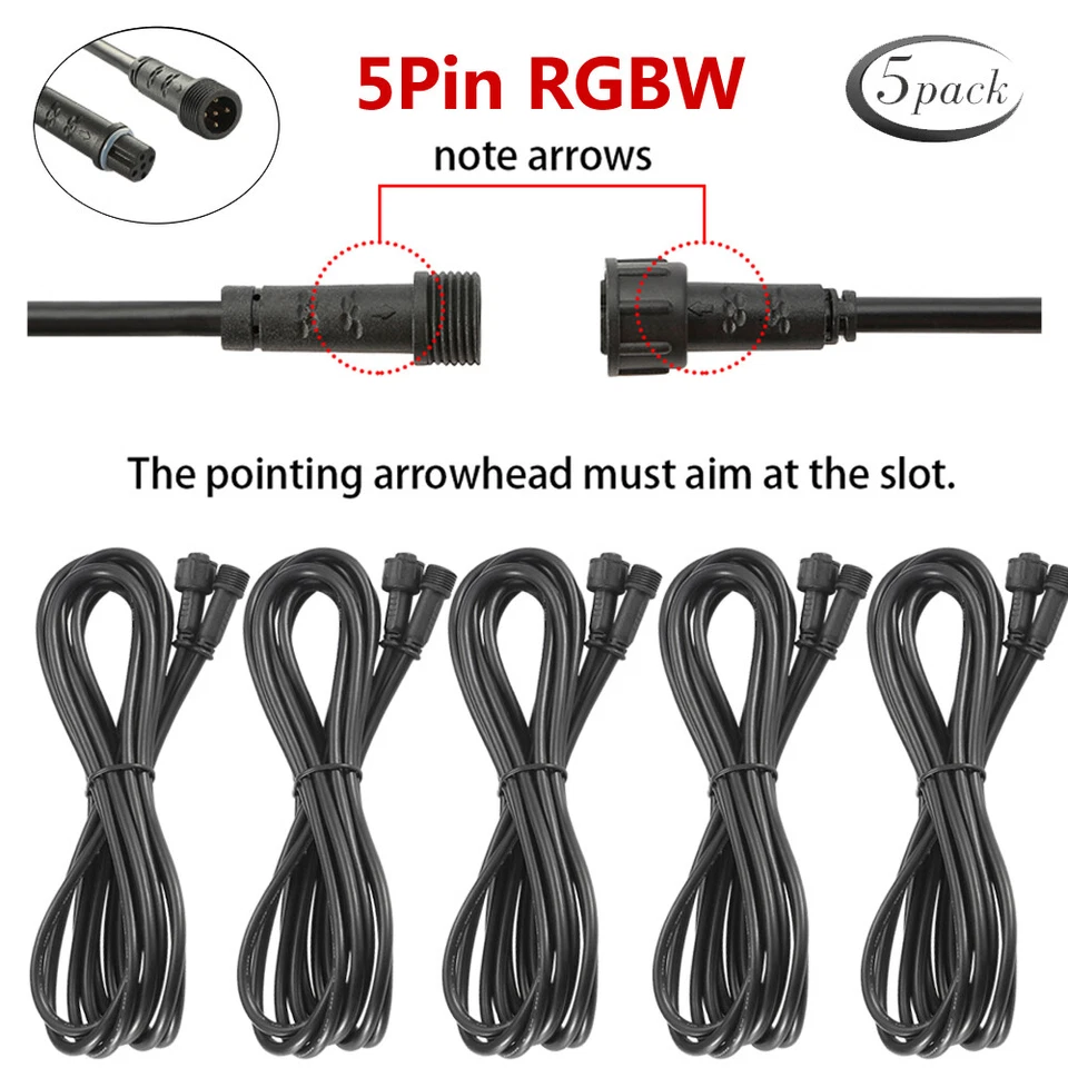 5 Pcs 5 PIN Extension Cable Cord Waterproof IP67 For FVTLED LED Stair Step Deck - Image 1 of 4