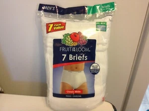  New /old Vintage Men’s Fruit Of The Loom Briefs White 7pc Size 3XL 100% Cotton - Picture 1 of 3